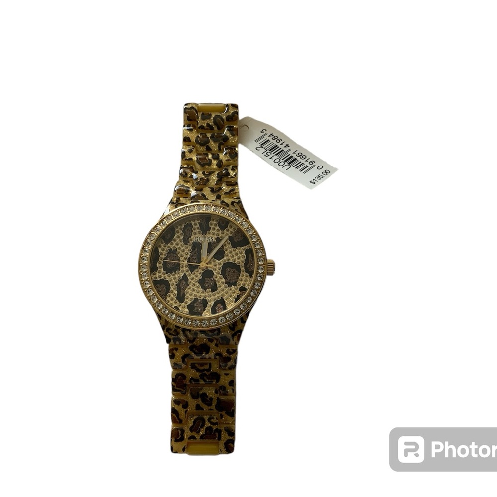 NWT Guess animal print watch with crystal accents around the dial